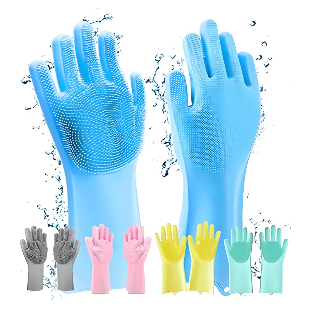 ( High Quality )Pair Of Silicone Washing Full Finger Gloves For Home & Kitchen